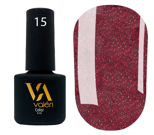 Valeri Gelpolish #015 "Deep Burgundy Red Sparkle" 6 ml