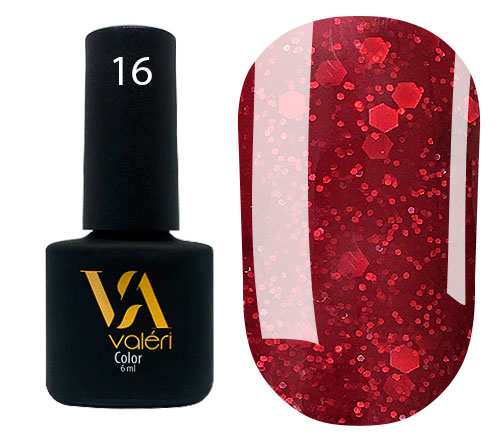 Valeri Gelpolish #016 "Burgundy Red Glitter Mix" 6 ml