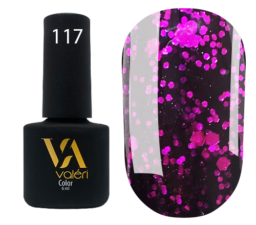 Valeri Gelpolish #117 "Black Pink Glitter" 6 ml