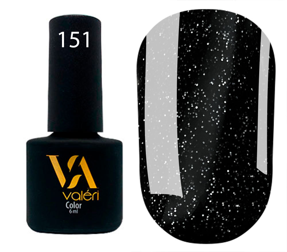 Valeri Gelpolish #151 "Black Multicolor Glitter" 6 ml
